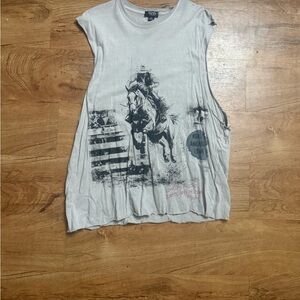 Boohoo Mens White/Grey Graphic Muscle Tank Top